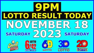 9pm Lotto Result Today November 18 2023 Saturday [upl. by Huntley737]