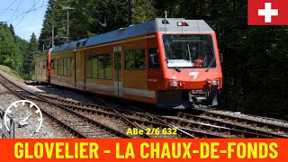 Cab Ride Glovelier  La ChauxdeFonds Jura Railways Switzerland train drivers view in 4K [upl. by Nile990]