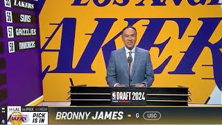 The Lakers select Bronny James with 55th Overall Pick 🔥  2024 NBA Draft [upl. by Niliac]