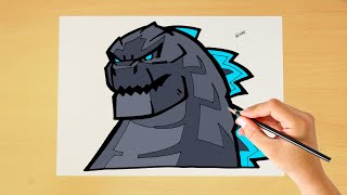 How to Godzilla  Step by step  Easy Drawing [upl. by Blakely]