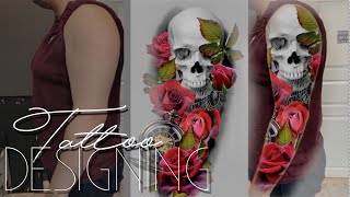 TATTOO SLEEVE STEP BY STEP  Designing a sleeve with Photoshop [upl. by Thanh306]