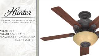 Hunter Fan 21894 Westover Four Seasons 52 Inch Ceiling Fan With Light Kit [upl. by Durand]