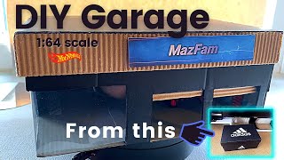 DIY Garage for 164 scale Hot Wheels toy cars How to make a car garage from shoe box [upl. by Ydniahs3]