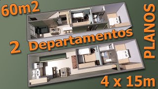 Departamentos independientes de 60 m2 Viviendas con 2 dormitorios 1 baño sala comedor y cocina [upl. by Newob]