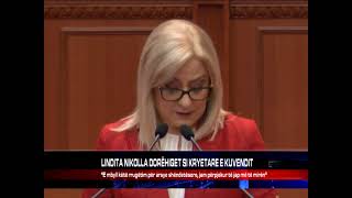 LINDITA NIKOLLA DORËHIQET SI KRYETARE E KUVENDIT [upl. by Fasa871]