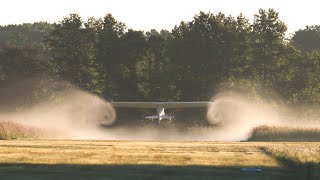 Wingtip Vortices through the mist Two minutes of Vintage flying at a Grass strip in the mist [upl. by Eddy189]