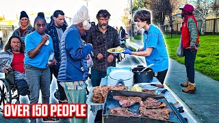 Cooking Over 35 Pounds Of TBone Steak For The Homeless [upl. by Yotal]