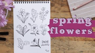 8 Essential Spring Flower Doodles  Beginners Guide [upl. by Sikata]