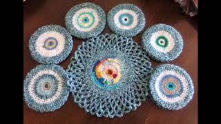 CROCHET NAPPERONS ET DESSOUS DE VERRE RONDS EN LAINE Long [upl. by Ahsikym683]