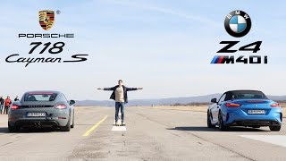 DRAG RACE Porsche 718 Cayman S v BMW Z4 M40i [upl. by Nnaed]