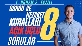 8 Sınıf Görgü Kuralları ve Nezaket Dersi 1 Dönem 2 Yazılı Sınavı Açık Uçlu Soruları ve Cevapları [upl. by Mcnelly]