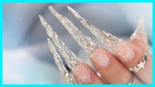 Build Icicle Nails with Plastic Wrap and Gel ❄️🧊🥶 [upl. by Anna]