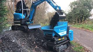 Messersi M13 Mini Digger loading a Messersì High Tip tracked dumper [upl. by Rex]