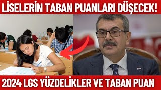 LGS yüzdekileri ve liselerin taban puanları DÜŞECEK Ne kadar düşecek LGS 2024 [upl. by Brey]