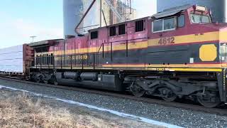 Two Eastbound CPKC manifest trains at Maple Lake MN [upl. by Ahsoyek203]