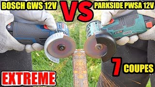 PARKSIDE PWSA 12V VERSUS BOSCH GWS 12V76 Professionnal Meuleuse dangle [upl. by Cath]