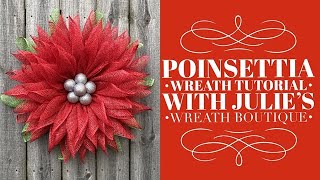 How to Make a Poinsettia Wreath  Poinsettia Flower  Christmas Wreath Tutorial [upl. by Ellenid]