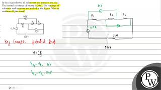 In the circuit shown all voltmeters and ammeter are ideal The internal resistance of battery i [upl. by Nabal]