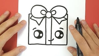 HOW TO DRAW A CHRISTMAS PRESENT CUTE AND EASY [upl. by Di]