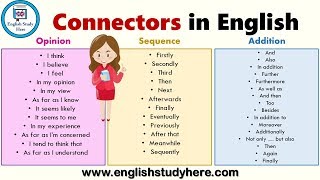 Connectors in English  List of Sentence Connectors in English  Transition Words List [upl. by Nnagem]