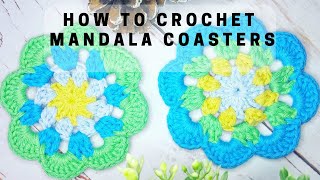 How to crochet a simple MANDALA COASTERS by RadCrochet  STEP BY STEP fully explained tutorial [upl. by Lundeen531]