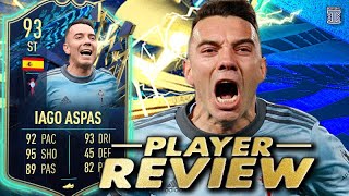 93 TEAM OF THE SEASON IAGO ASPAS PLAYER REVIEW TOTS IAGO ASPAS SBC  FIFA 22 Ultimate Team [upl. by Ynaffets721]