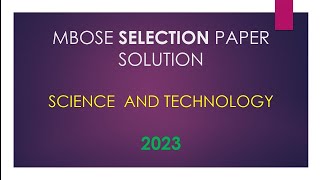 MEGHALAYA BOARD MBOSE SOLVED SCIENCE SELECTION PAPER 2023 📖📖📖 [upl. by Aihsakal]