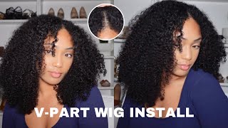 MOST REALISTIC KINKY CURLY VPART WIG INSTALL REVIEW FTUNICE [upl. by Wivinia135]