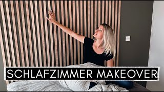 Low Budget DIY Lattenwand  Slatwall selber machen amp IKEA Bett Hack  Schlafzimmer MAKEOVER [upl. by Emse]