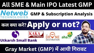 Netweb Technologies IPO Apply or Not  Utkarsh SFB IPO GMP  Drone destination IPO GMP  Kaka Ind [upl. by Pollard]