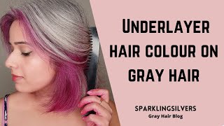 Peekaboo Hair Color on Short Grey Hair in 5 Easy Steps  SparklingSilvers [upl. by Inod]