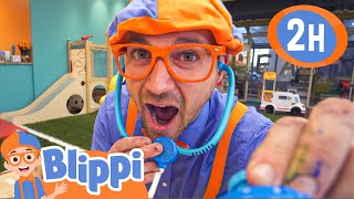 Doctor Blippi Visits an Indoor Playground  2 HOURS OF BLIPPI TOYS [upl. by Llerihs]