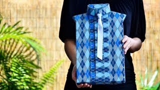 How to Create a Shirt Style Gift Wrapping for Shallow Boxes [upl. by Ferreby]