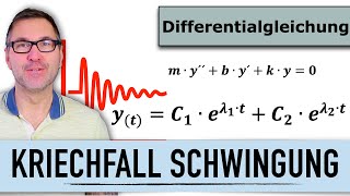 Gedämpfte Schwingung  Kriechfall  DGL 2 Ordnung  Dämpfung  Federkonstante  Kreisfrequenz [upl. by Yseulte842]