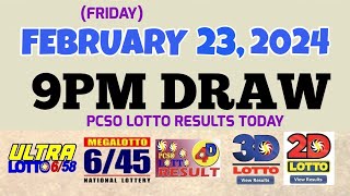 Lotto Result Today 9pm draw February 23 2024 658 645 4D Swertres Ez2 PCSOlotto [upl. by Eiahpets]