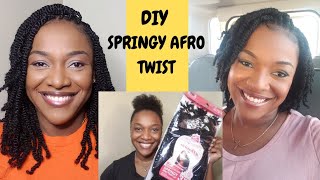 HOW TO DIY TWISTSPRINGY AFRO TWISTpt2 EASY PROTECTIVE STYLE  4C NATURAL HAIR OUTRE XPRESSION [upl. by Ameluz]