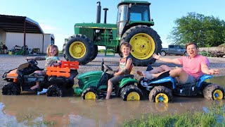 Which kids tractor is the best in the mud  Tractors for kids on the farm [upl. by Nareht254]