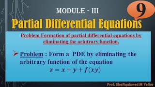 9  Problem5  PDE by eliminating the arbitrary function of the equation 𝒛𝒙𝒚𝒇𝒙𝒚  18MAT21 [upl. by Yuzik]