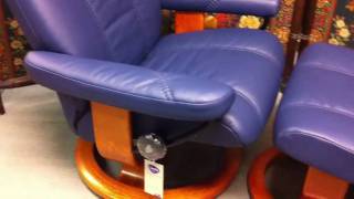 Ekornes Stressless Consul Recliner Navy Blue Batick Leather [upl. by Stroud]