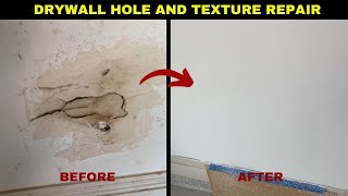 How to fix a hole in drywall and repair a textured wall [upl. by Eelyr561]