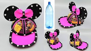 DIY Plastic bottle Idei incredibile din sticle de plastic Sapca MINNIE MOUSE cu bomboane [upl. by Ronalda]