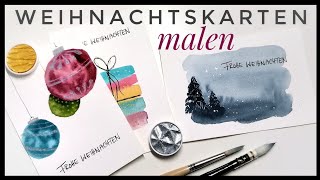 3 einfache Weihnachtskarten malen 🎄🎁  malen mit Aquarell  DIY Weihnachtskarten [upl. by Christian]