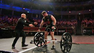 Pavlo passes out then smashes 185kg407lb Axle Press [upl. by Enirehtakyram]