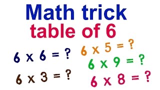 Math trick to learn table of 6 [upl. by Margareta]