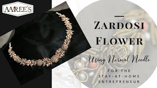 Zardosi Embroidery Designs Zardosi Rose Flower Zardosi Work Ep4  AAREES Sub for more 😍 [upl. by Kolosick539]