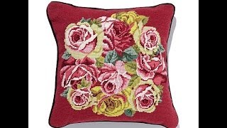 Clever Carriage Home Romantic Rose Needlepoint Cushion [upl. by Karina261]