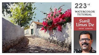 Watercolor painting tutorial Beyond the reference photo  Landscape painting  Sunil Linus De [upl. by Hortensa]