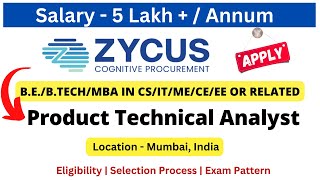 Zycus Off Campus Drive for Frehers 20222023 Product Technical Analyst Salary 5 LPA freshers [upl. by Anat]