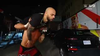 Botchamania Ending  Bron Breakker throwing Ricochet into Jimmy Harts Truck Trailer  Wrestlicious [upl. by Ahsemik]