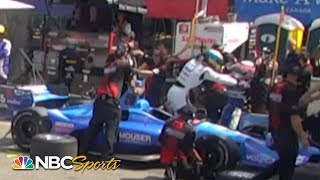 INDYCAR FIGHT Sebastien Bourdais Takuma Sato trade blows in pit lane  Motorsports on NBC [upl. by Ardnua]